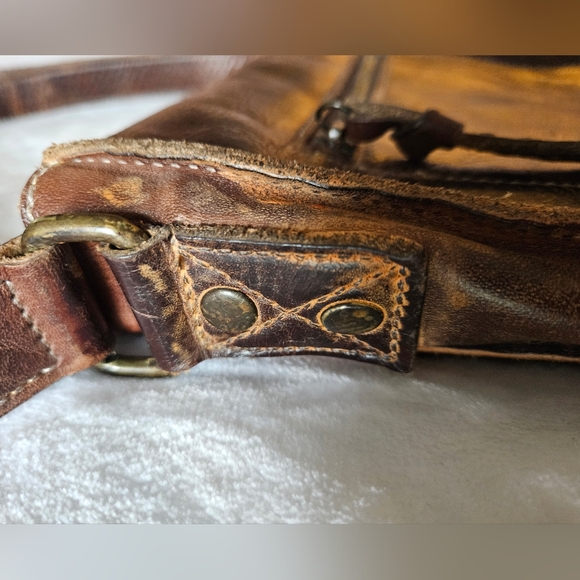 BED|STU RARE CROSSBODY LEATHER HANDBAG RUSTIC BROWN STUDDED SUMMERLAND LIKE NEW - Picture 13 of 16